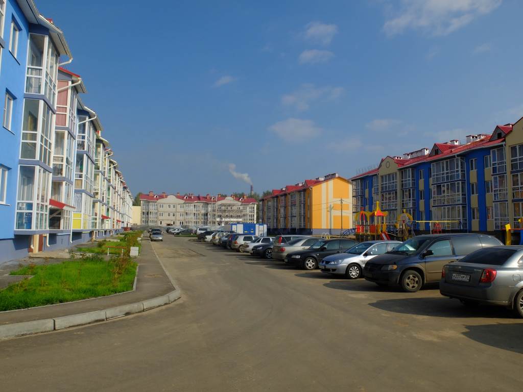Вид дома 2с квартирами студиями в микрорайоне Просторный город Кохма Ивановской области